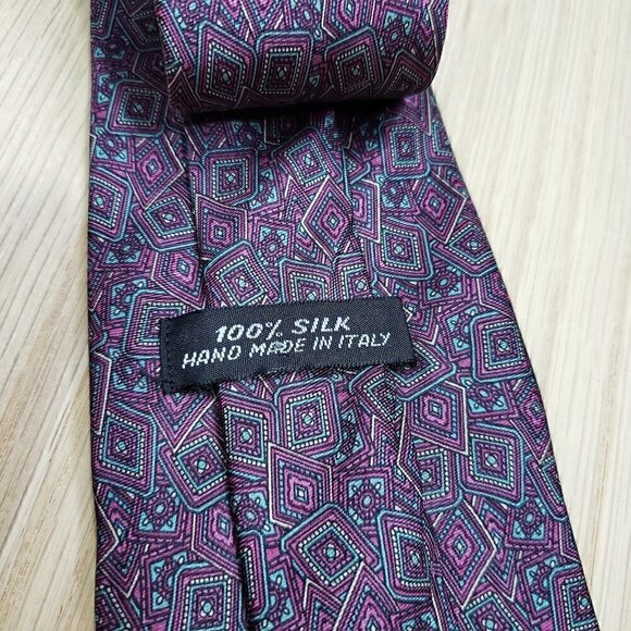 Purple Geometric Silk Tie - Picture 2 of 3